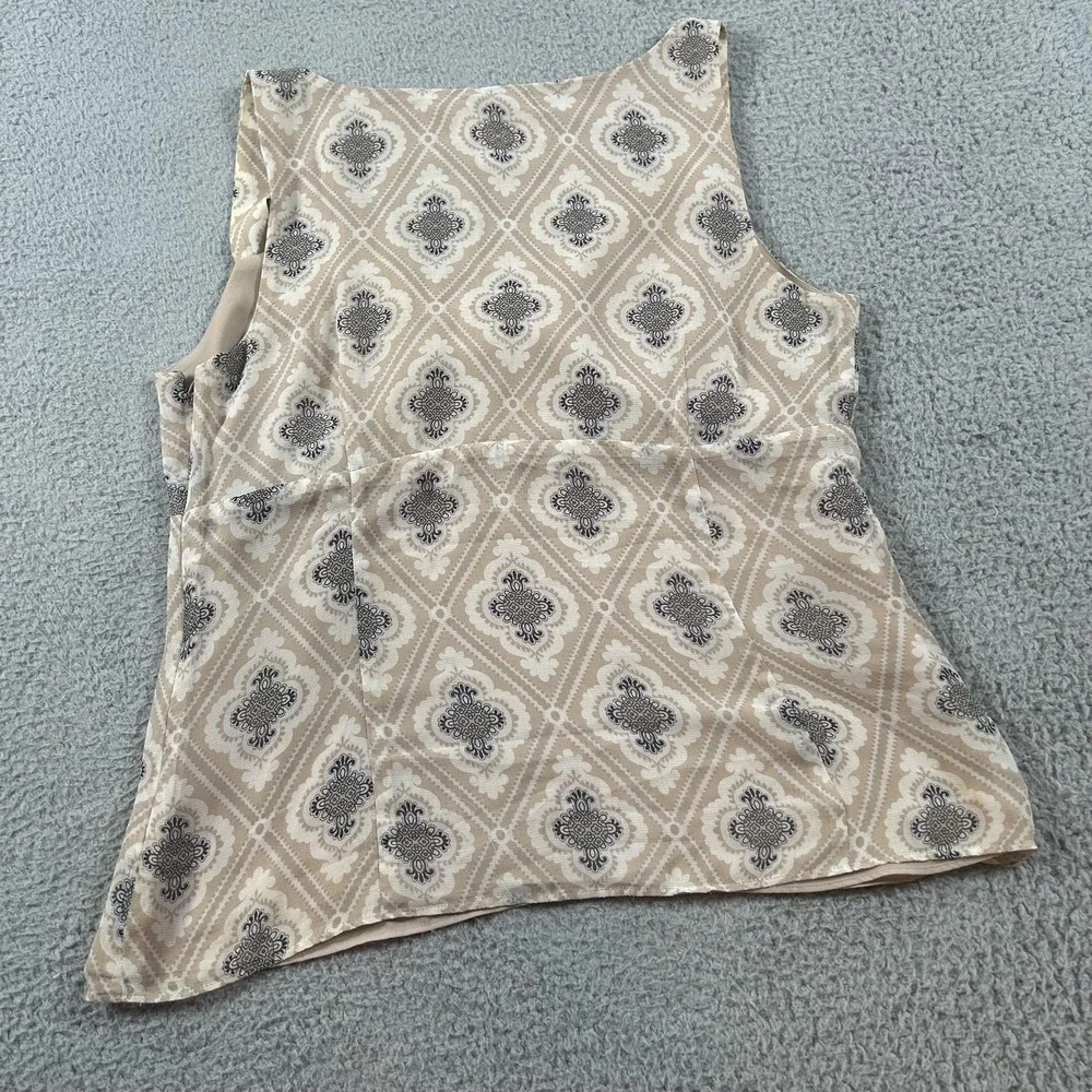 LOFT Blouse Womens 10 Beige Geometric Sleeveless Sweetheart Camisole Lined - Picture 13 of 13